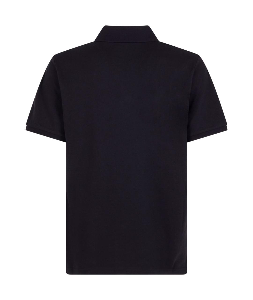 MONCLER Синее хлопковое поло с коротким рукавом, фото 2