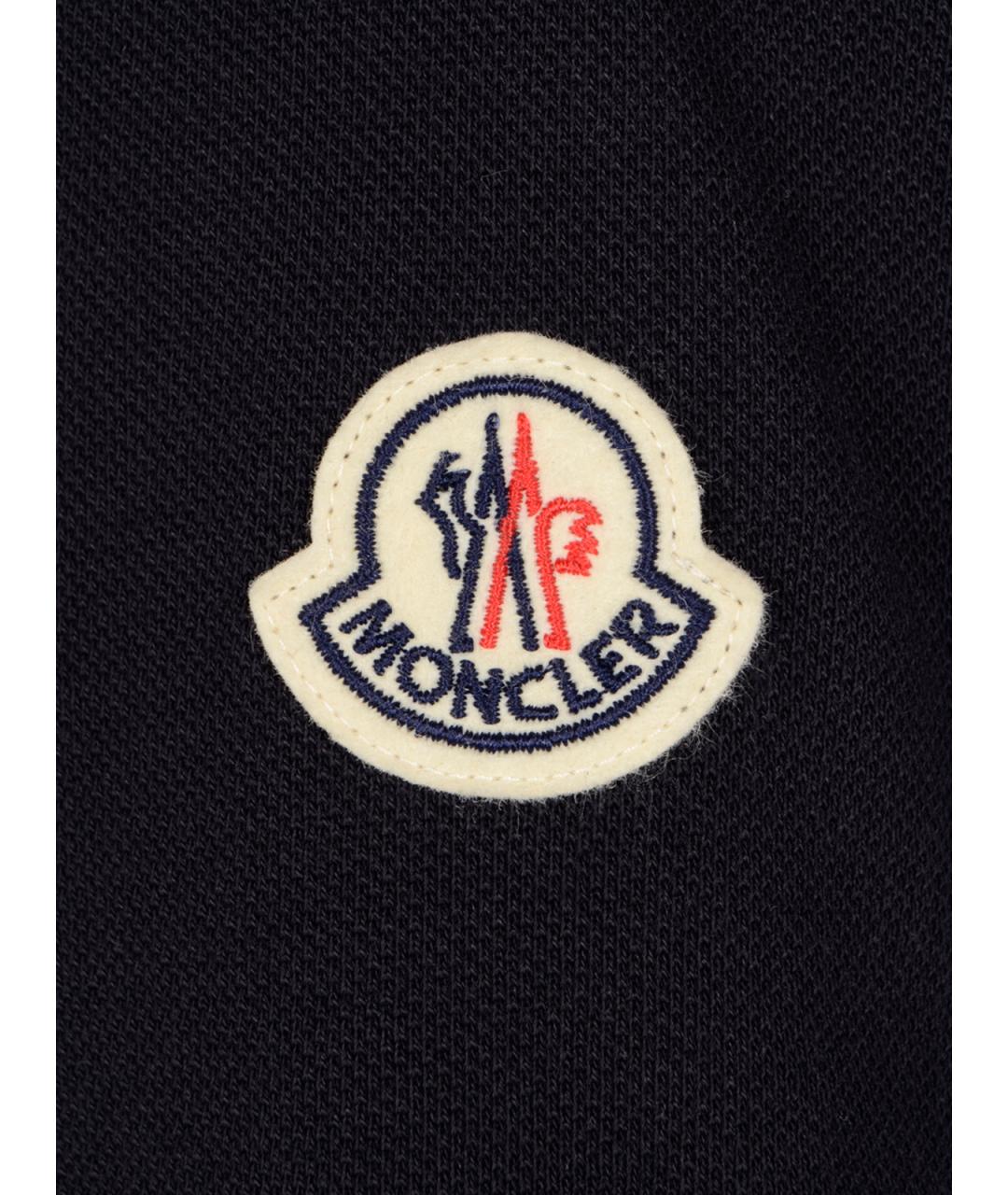 MONCLER Синее хлопковое поло с коротким рукавом, фото 3