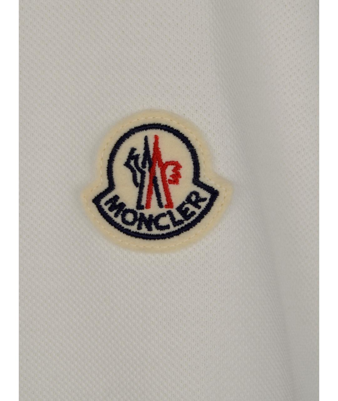 MONCLER Бежевое хлопковое поло с коротким рукавом, фото 3