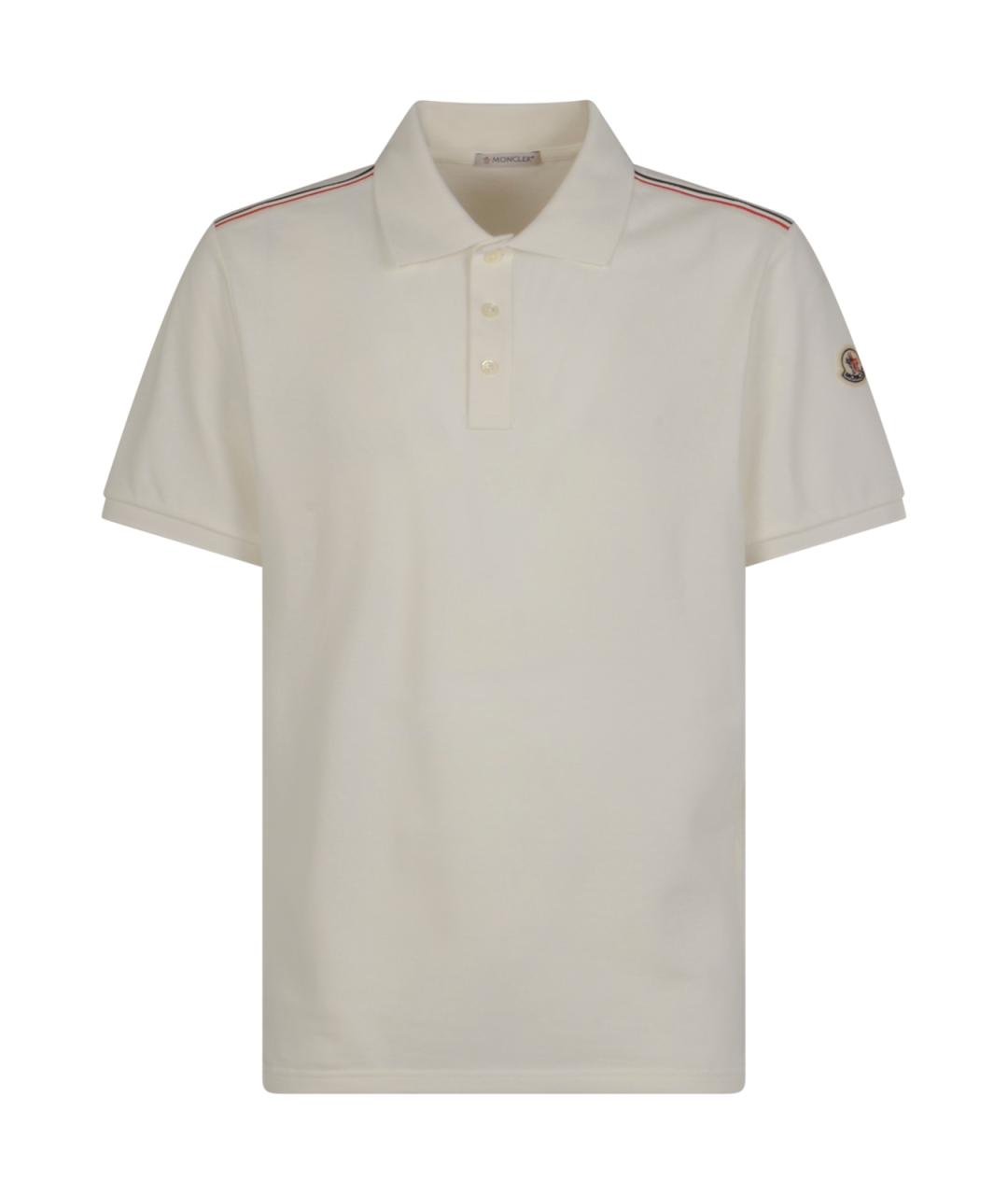 MONCLER Бежевое хлопковое поло с коротким рукавом, фото 1