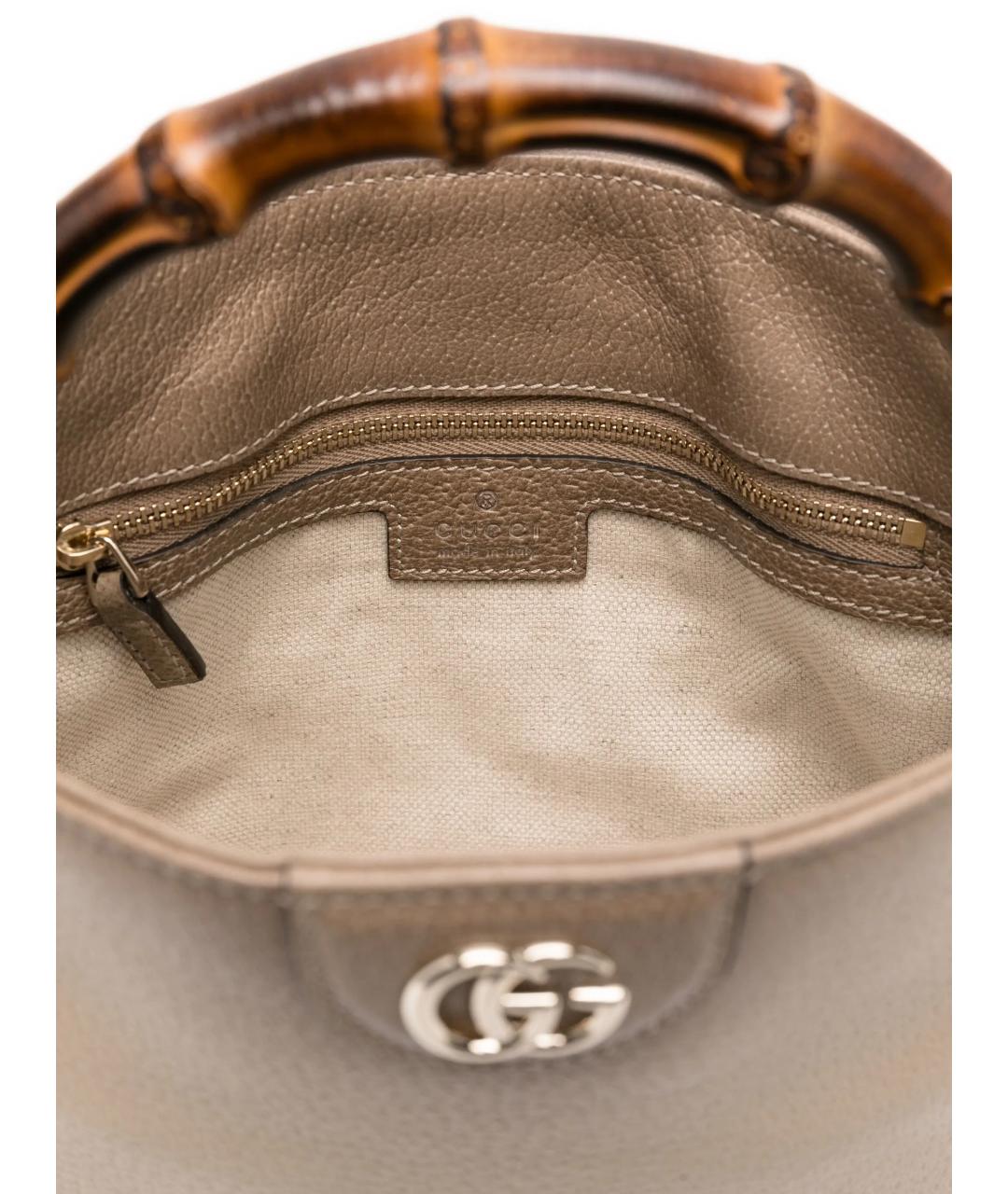 GUCCI Бежевая кожаная сумка с короткими ручками, фото 3