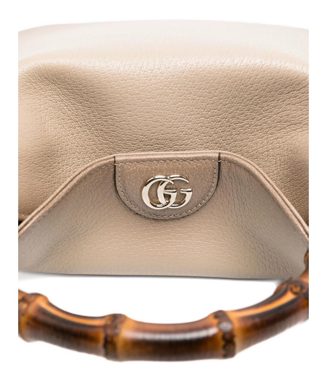 GUCCI Бежевая кожаная сумка с короткими ручками, фото 4