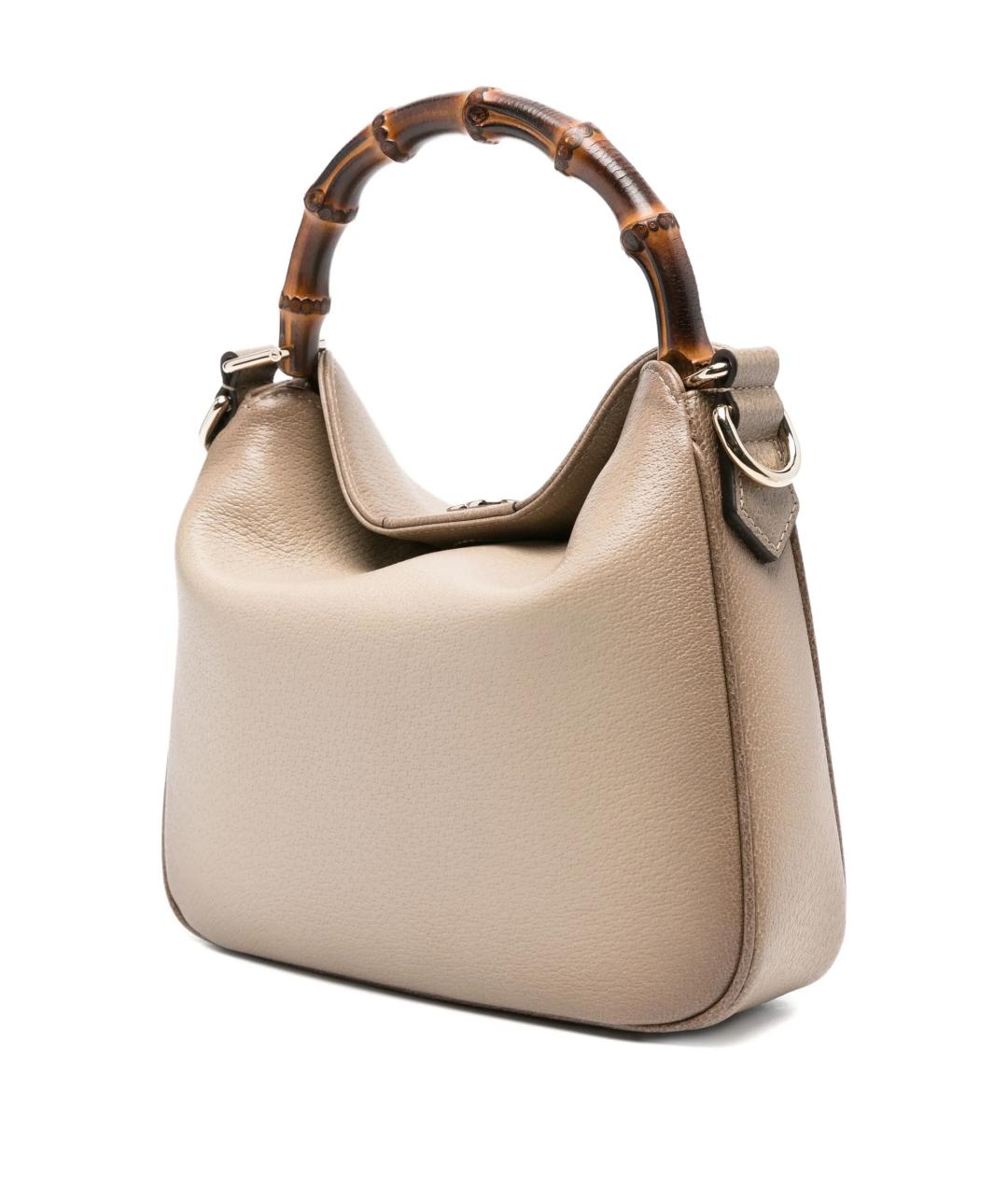 GUCCI Бежевая кожаная сумка с короткими ручками, фото 2