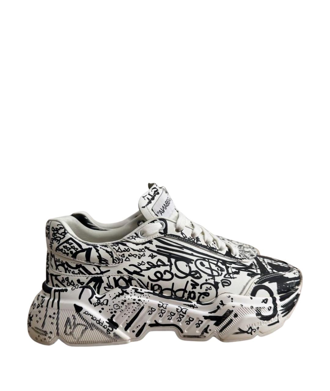 DOLCE&GABBANA Белые кожаные кроссовки, фото 1