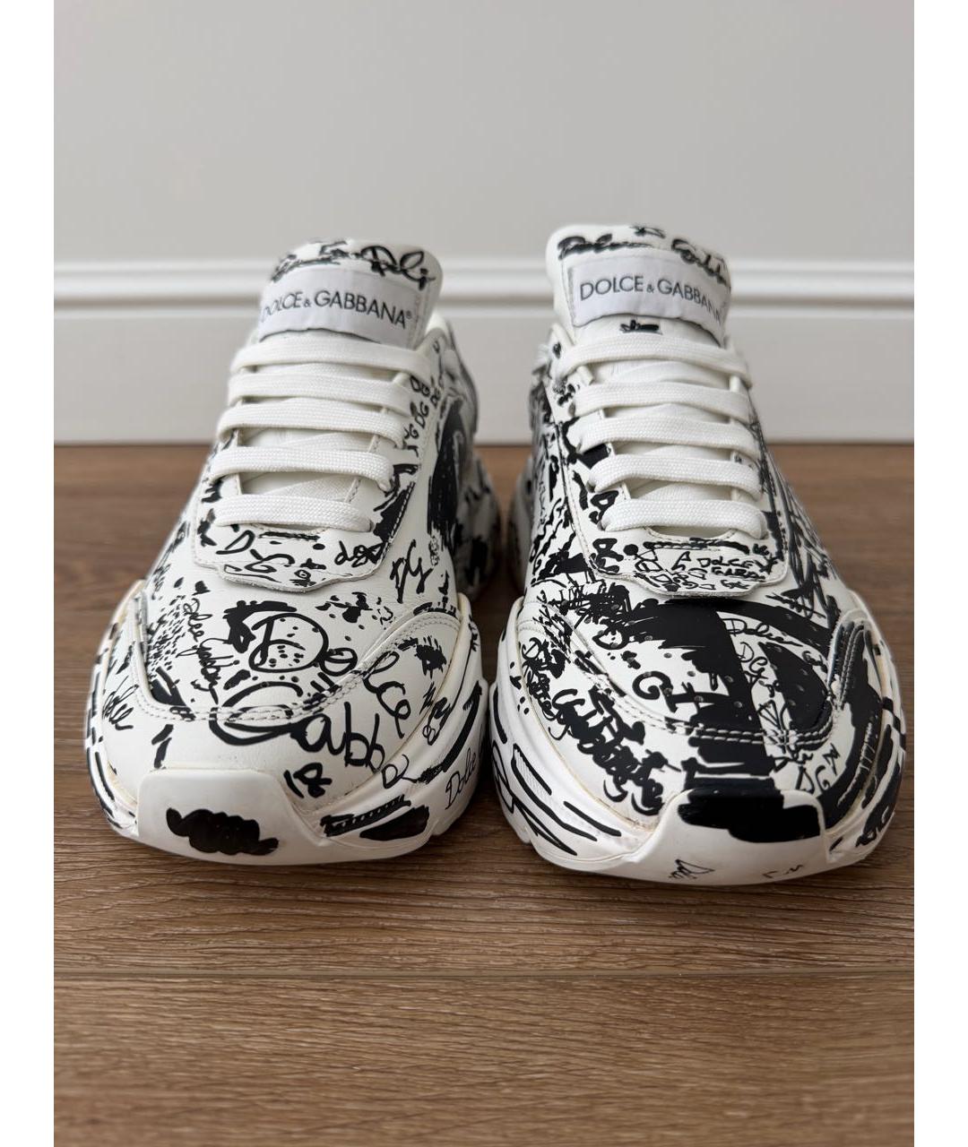 DOLCE&GABBANA Белые кожаные кроссовки, фото 2