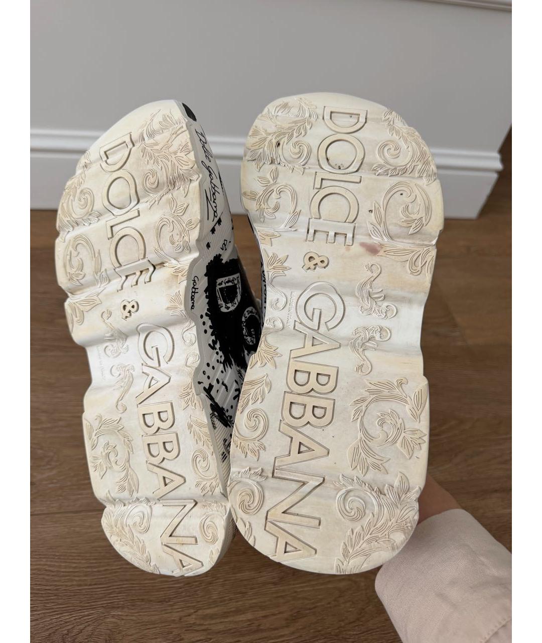 DOLCE&GABBANA Белые кожаные кроссовки, фото 5