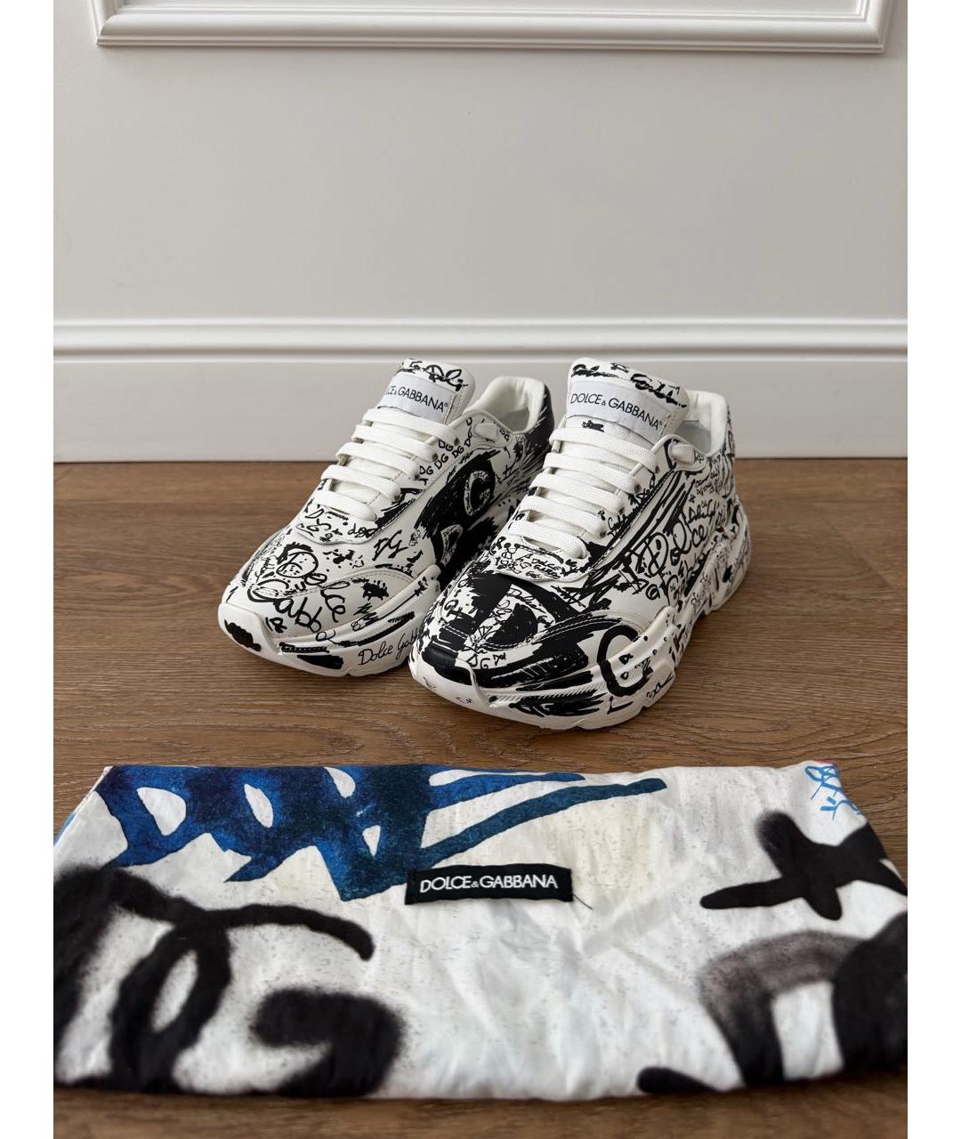 DOLCE&GABBANA Белые кожаные кроссовки, фото 6