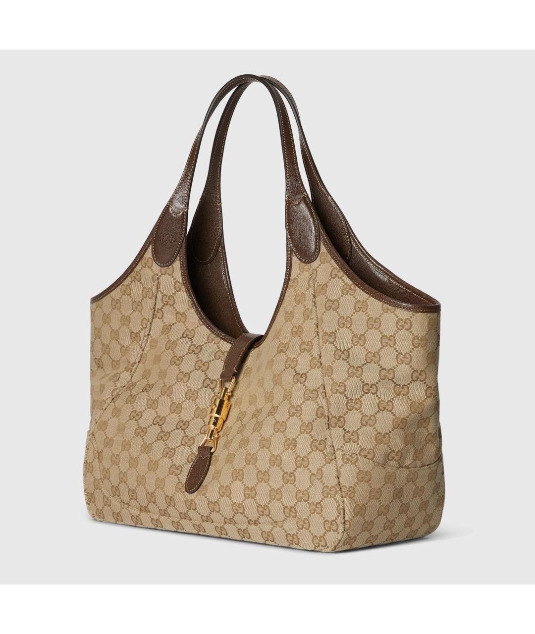 GUCCI Бежевая тканевая сумка тоут, фото 2