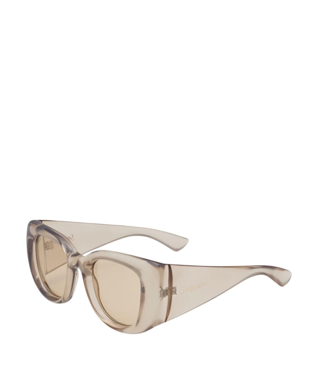 SAINT LAURENT Бежевые пластиковые солнцезащитные очки, фото 1
