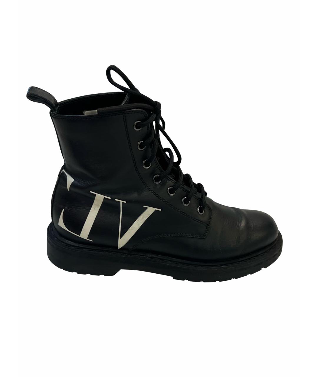 VALENTINO Черные кожаные ботинки, фото 1
