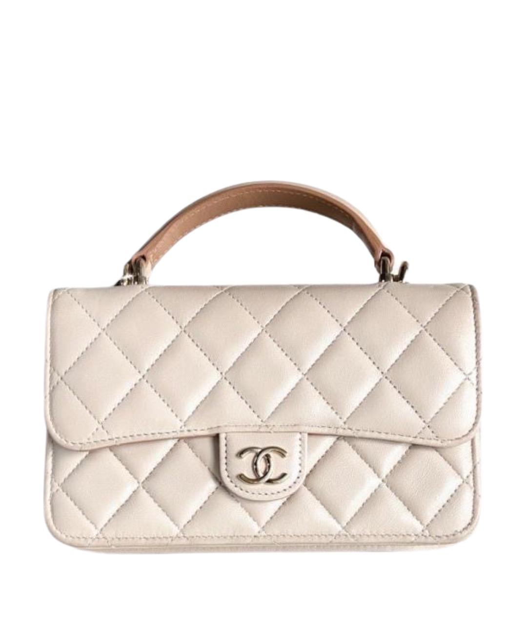 CHANEL Бежевая кожаная сумка через плечо, фото 1