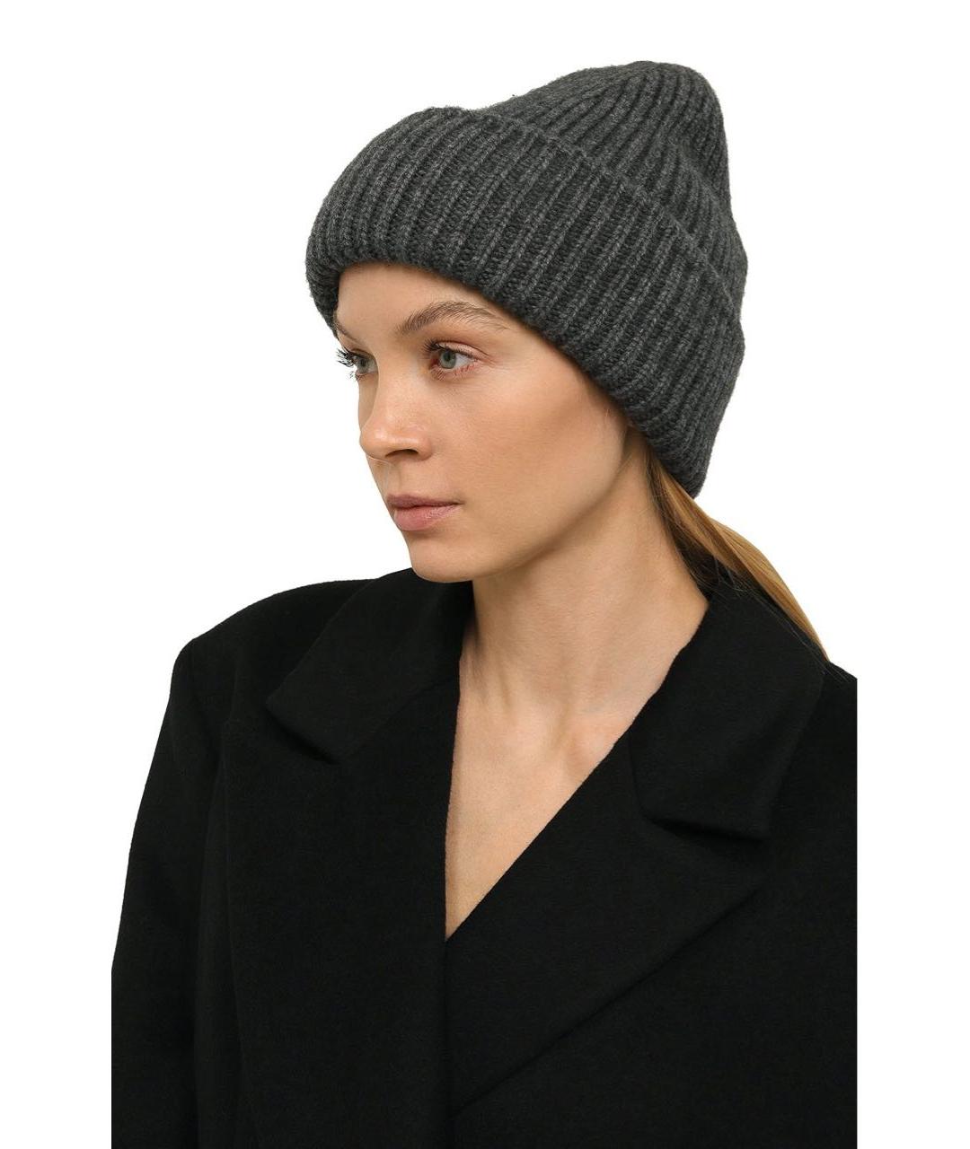 YVES SALOMON Серая шерстяная шапка, фото 6