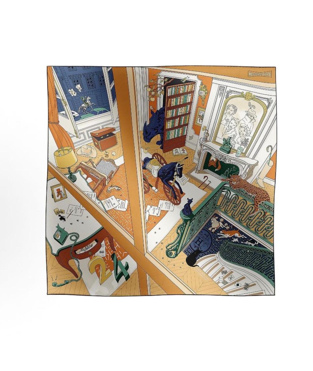 HERMES Мульти шелковый платок, фото 3