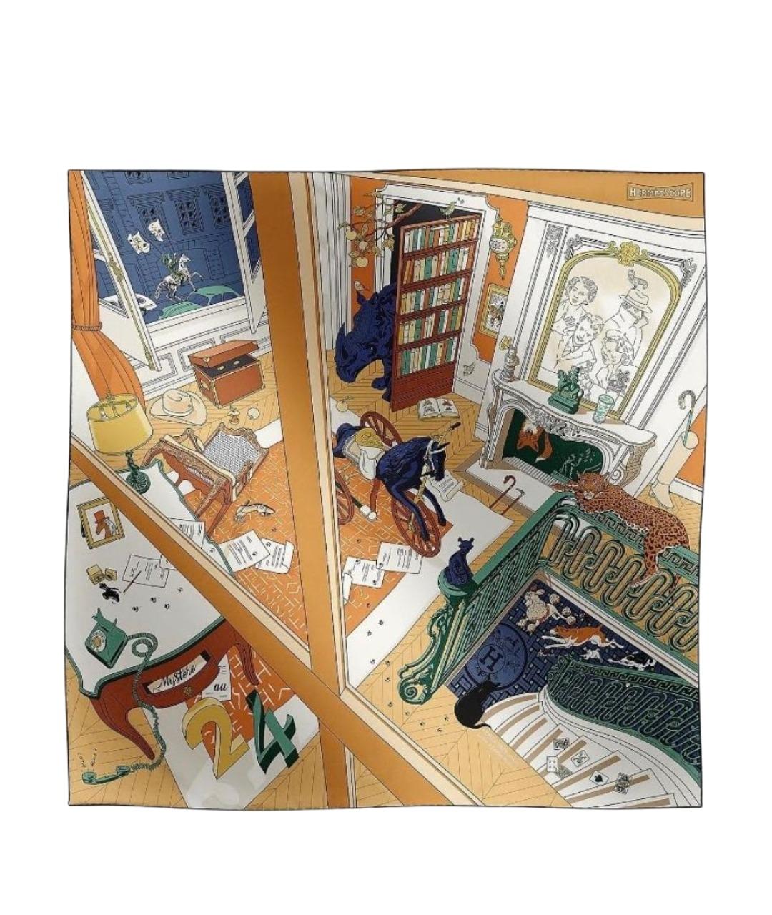 HERMES Мульти шелковый платок, фото 1