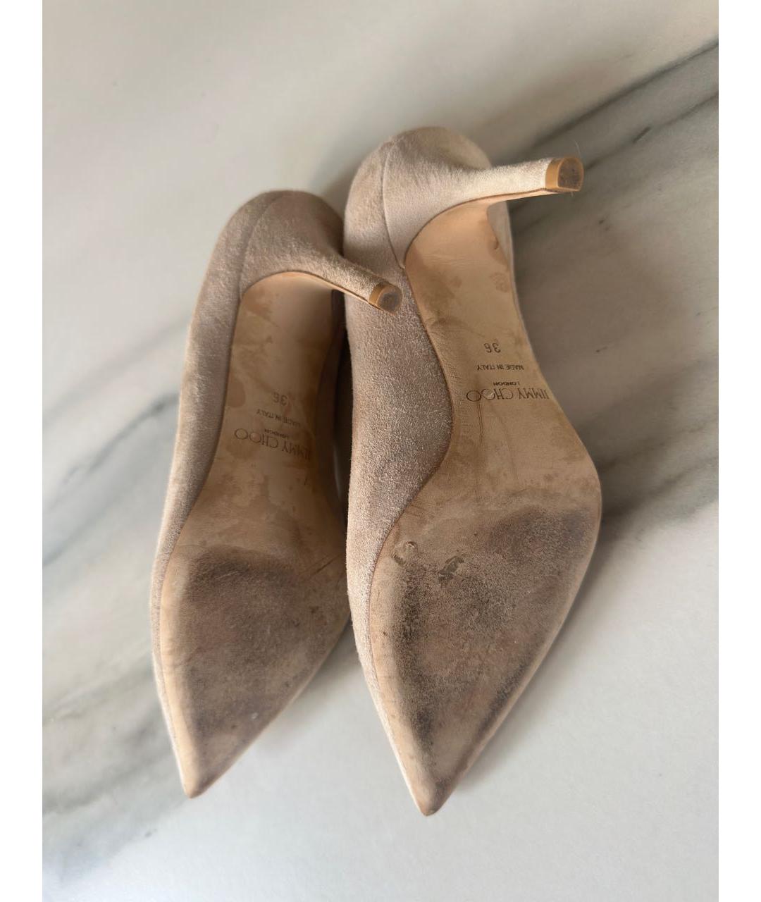 JIMMY CHOO Бежевые замшевые туфли, фото 7