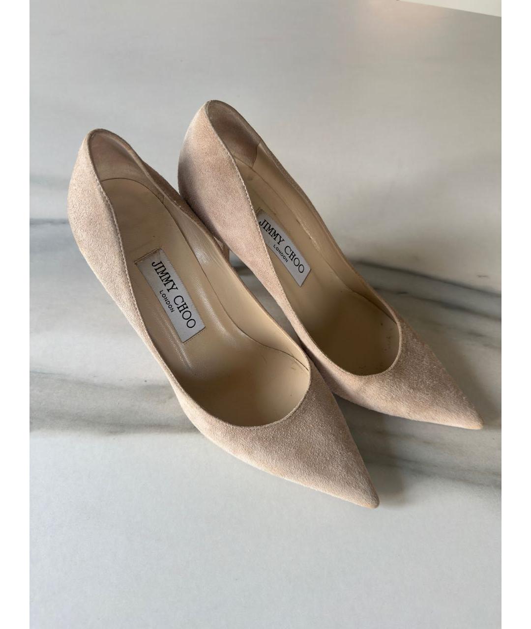 JIMMY CHOO Бежевые замшевые туфли, фото 3