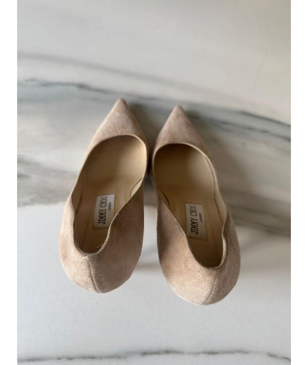 JIMMY CHOO Бежевые замшевые туфли, фото 5