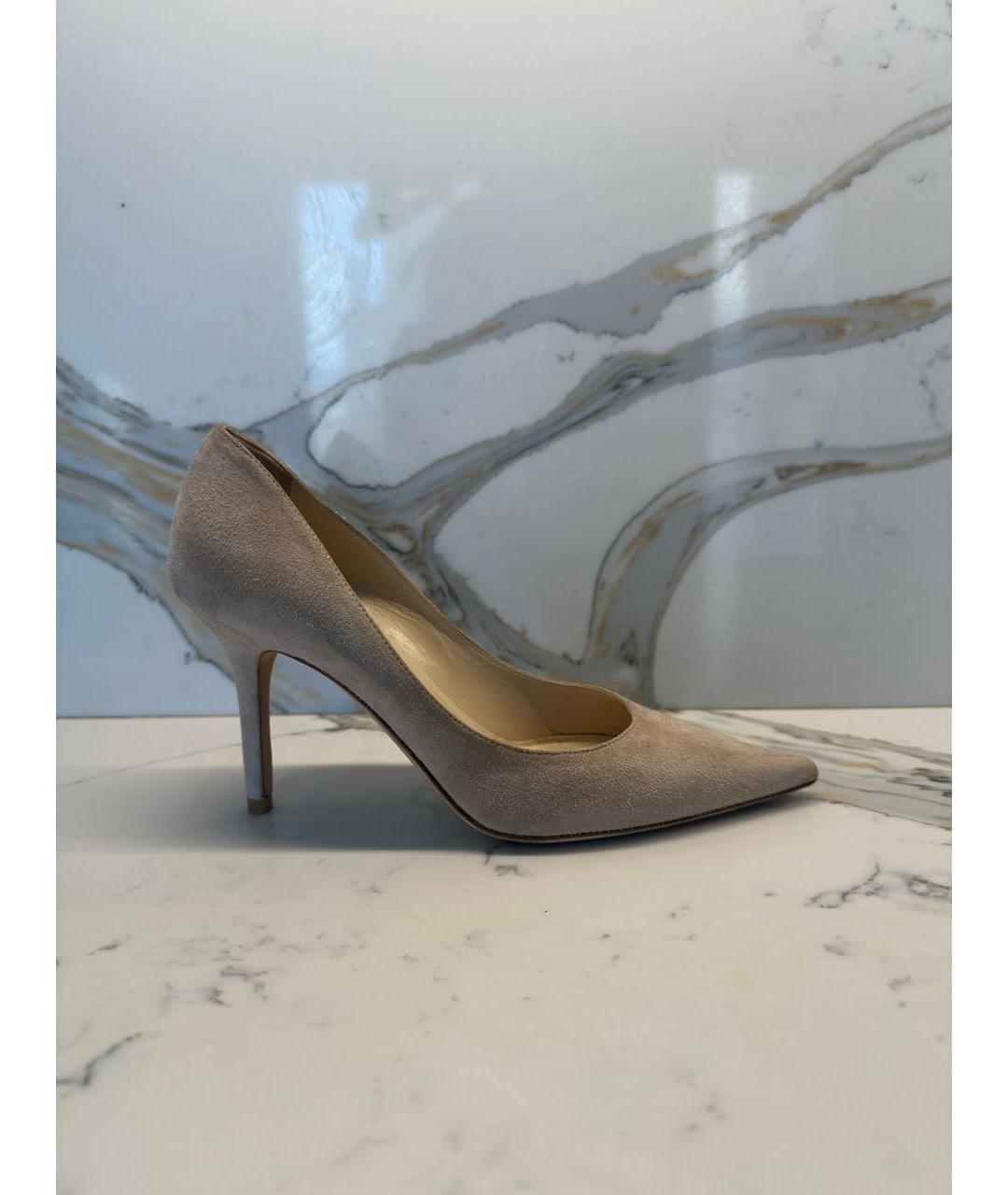 JIMMY CHOO Бежевые замшевые туфли, фото 9