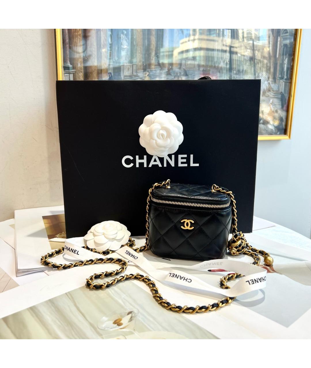 CHANEL Черная кожаная сумка через плечо, фото 7