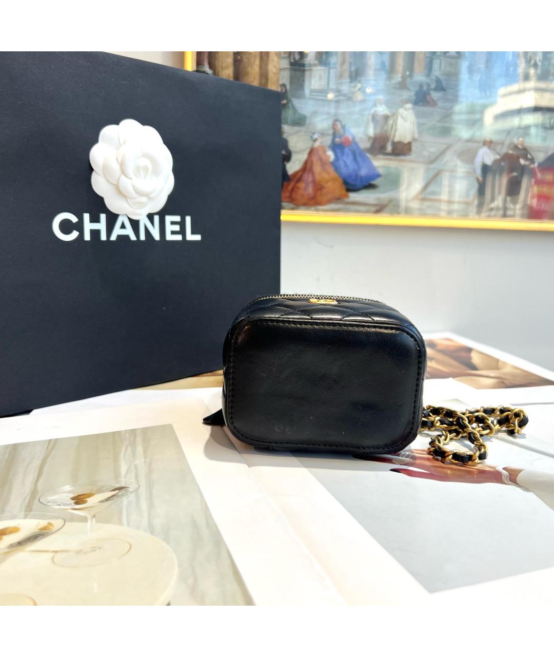 CHANEL Черная кожаная сумка через плечо, фото 5