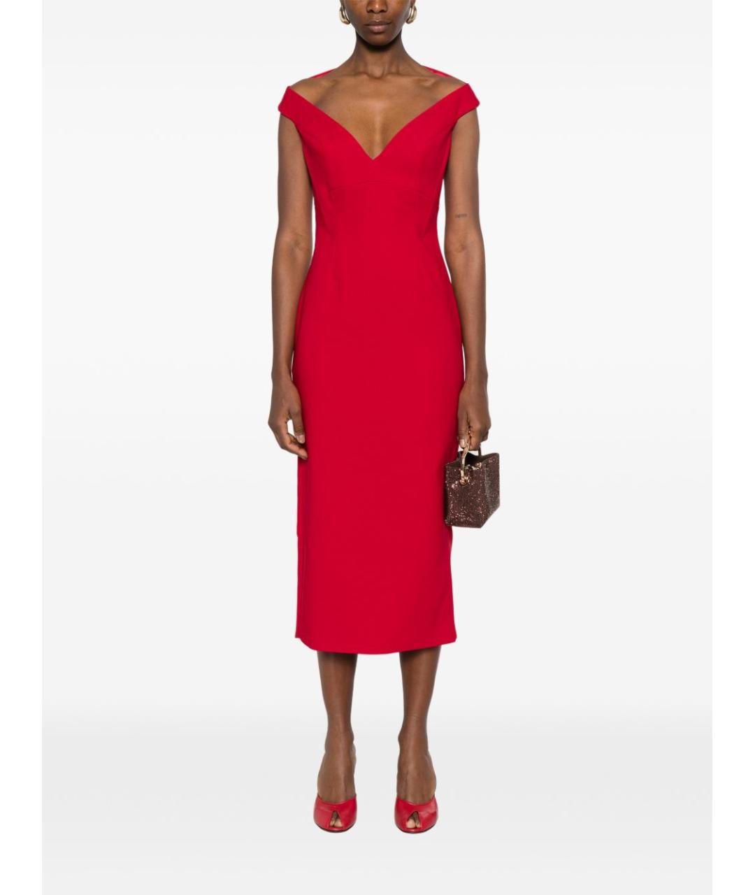SOLACE LONDON Красное полиэстеровое повседневное платье, фото 2