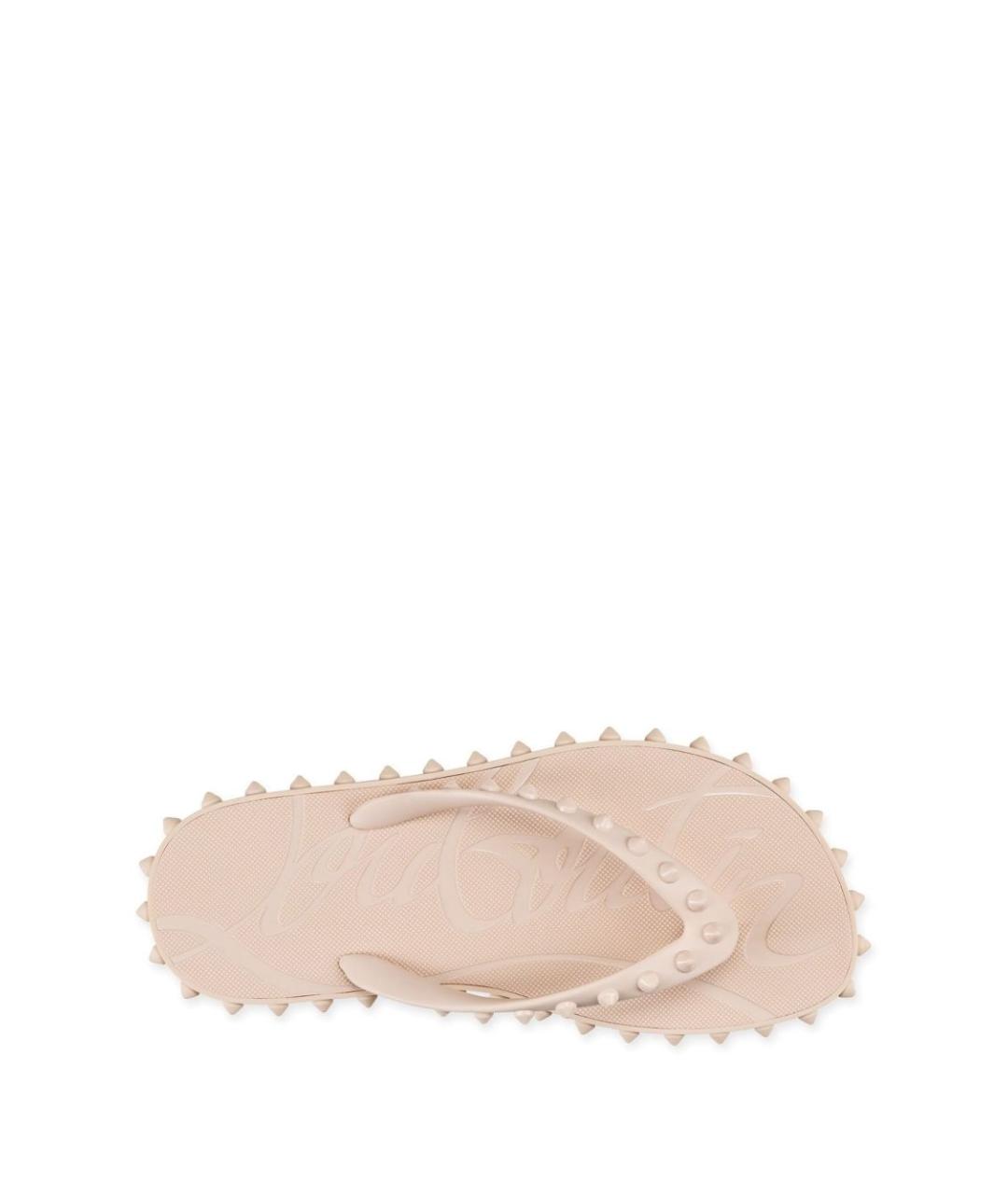CHRISTIAN LOUBOUTIN Бежевые резиновые шлепанцы, фото 3