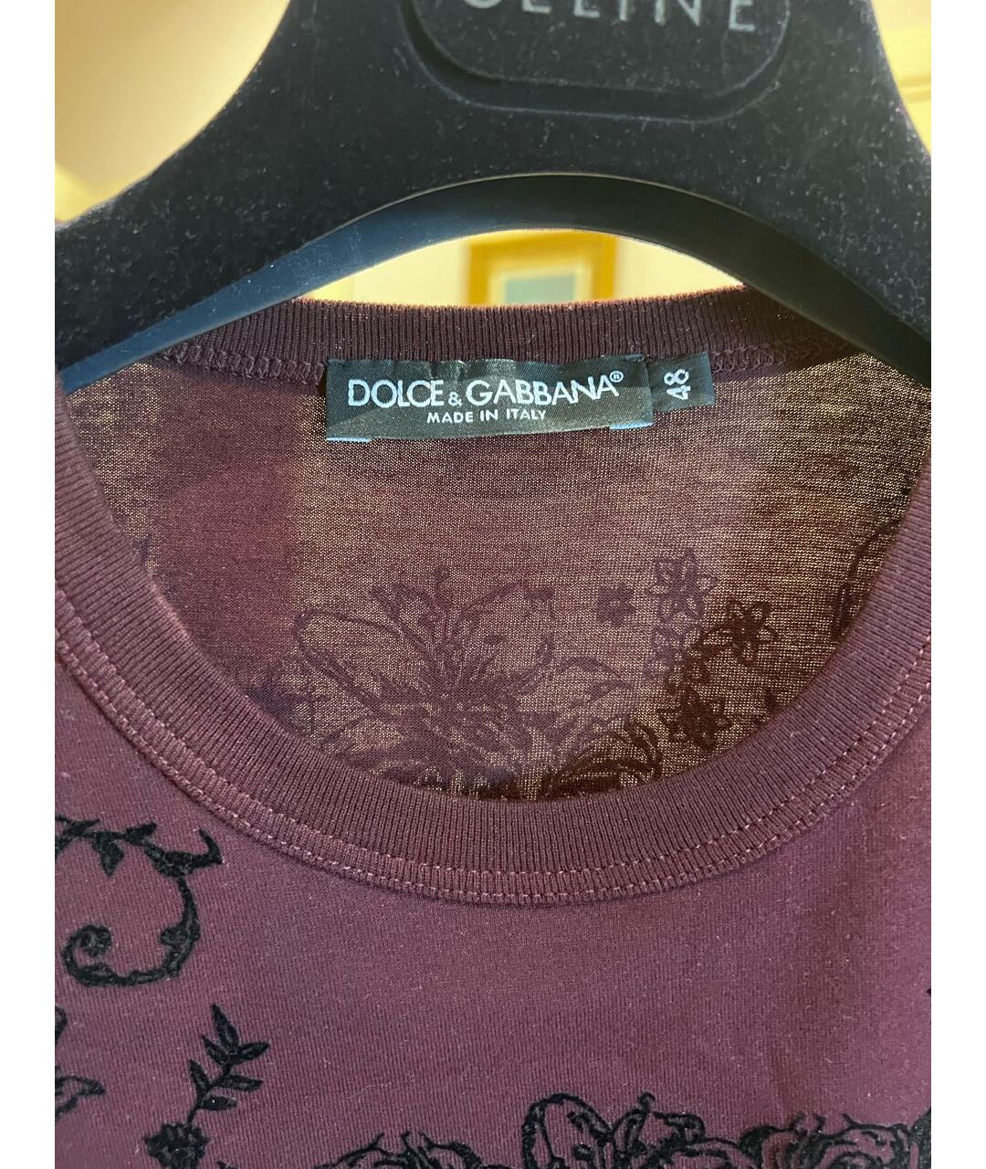 DOLCE&GABBANA Бордовая хлопковая футболка, фото 7
