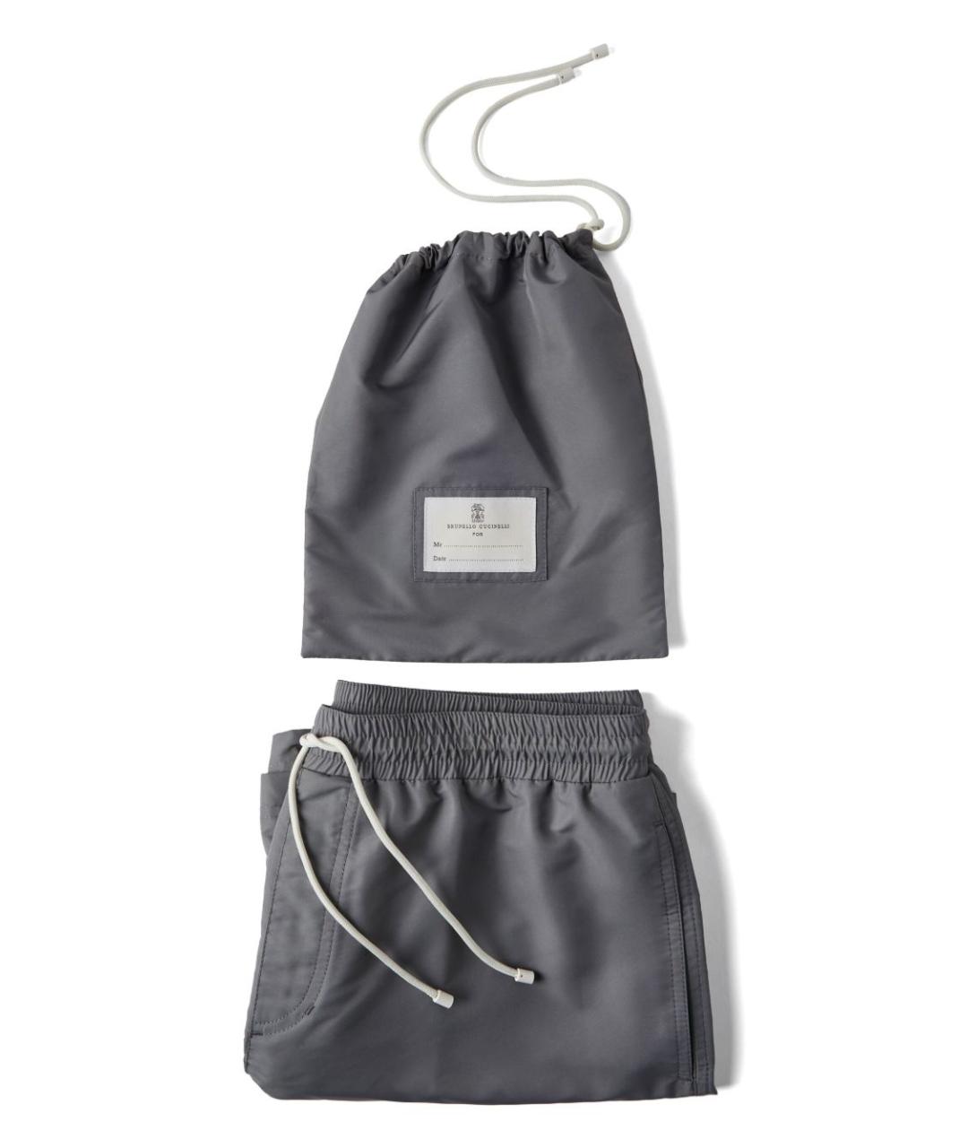 BRUNELLO CUCINELLI Серые полиэстеровые шорты, фото 6