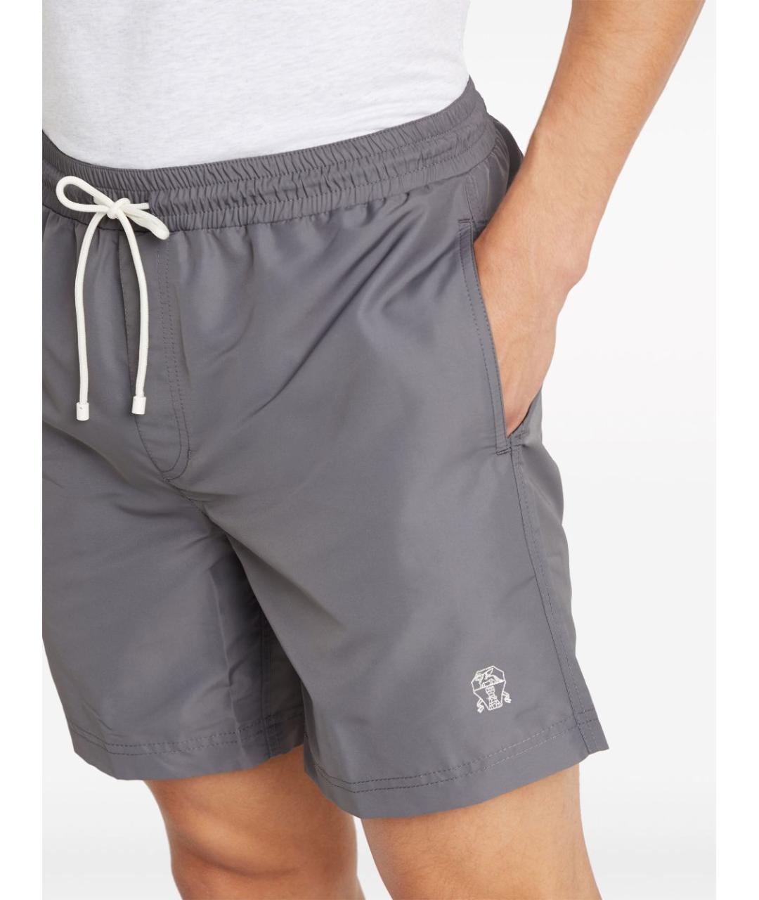 BRUNELLO CUCINELLI Серые полиэстеровые шорты, фото 2