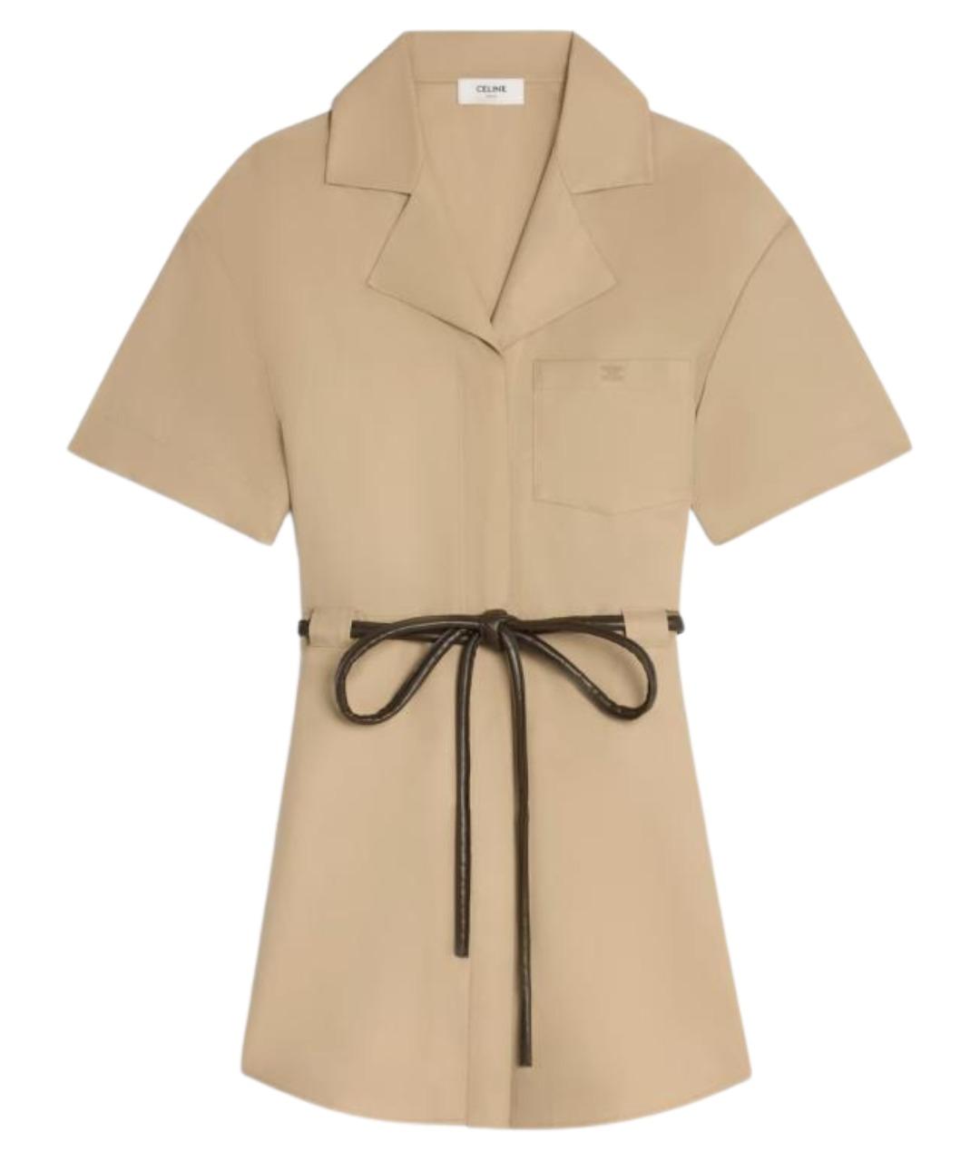CELINE Бежевое хлопковое повседневное платье, фото 1