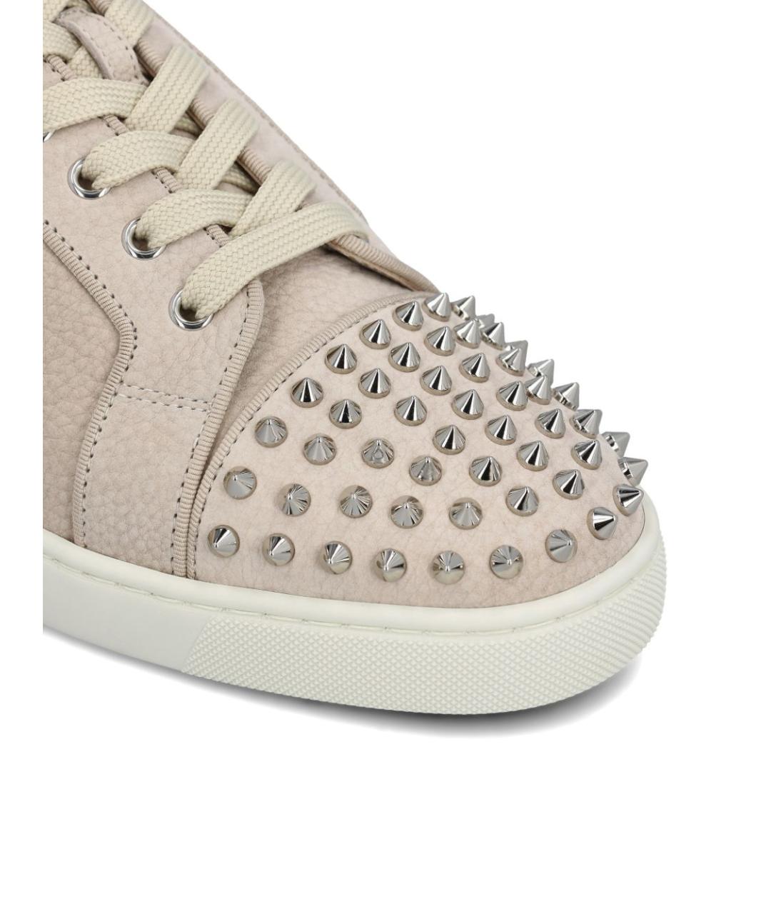 CHRISTIAN LOUBOUTIN Бежевые кожаные низкие кроссовки / кеды, фото 3