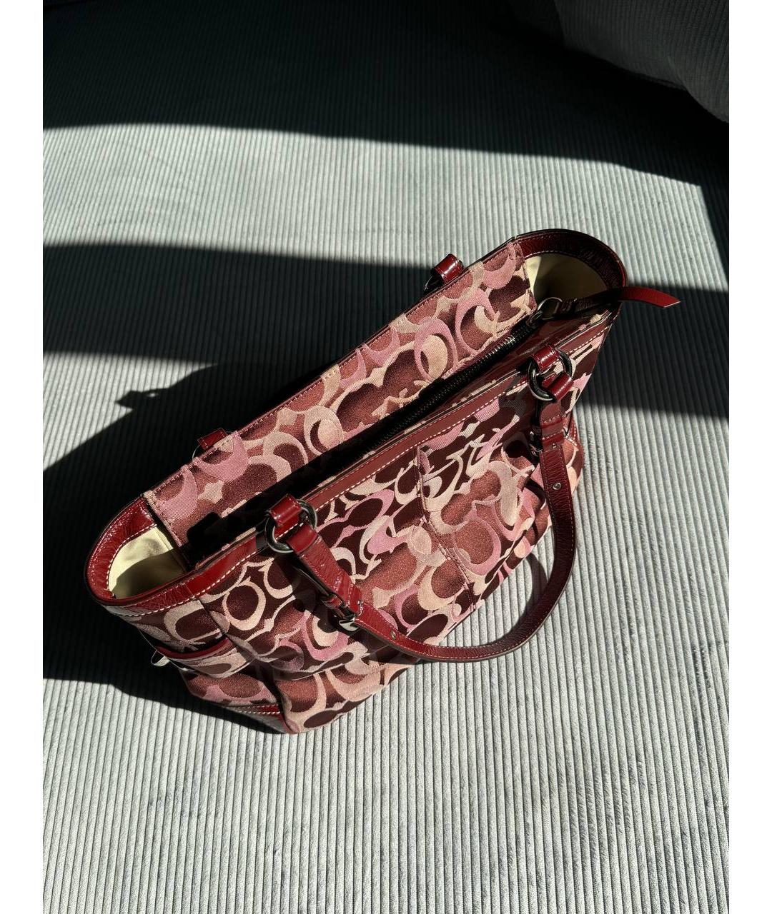 COACH Бордовая тканевая сумка тоут, фото 7