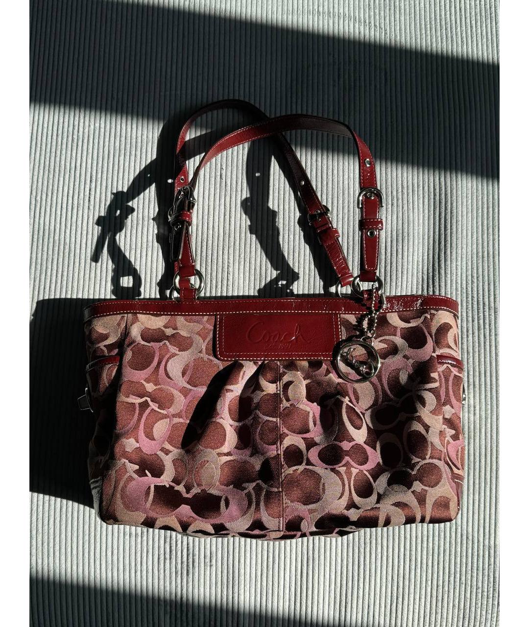 COACH Бордовая тканевая сумка тоут, фото 10