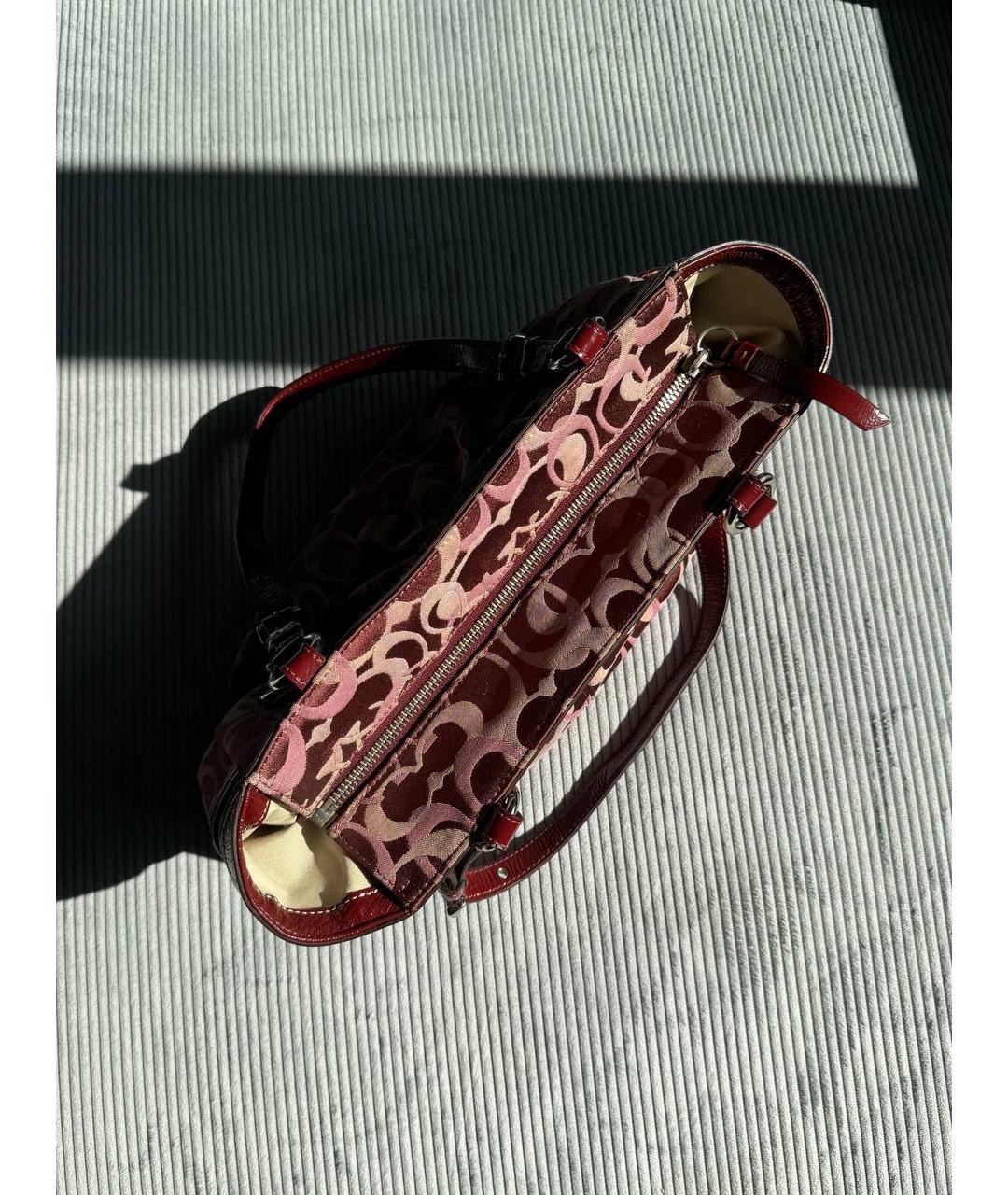 COACH Бордовая тканевая сумка тоут, фото 8