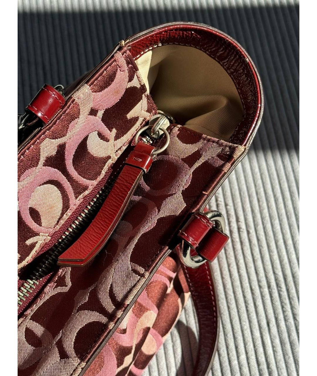 COACH Бордовая тканевая сумка тоут, фото 9