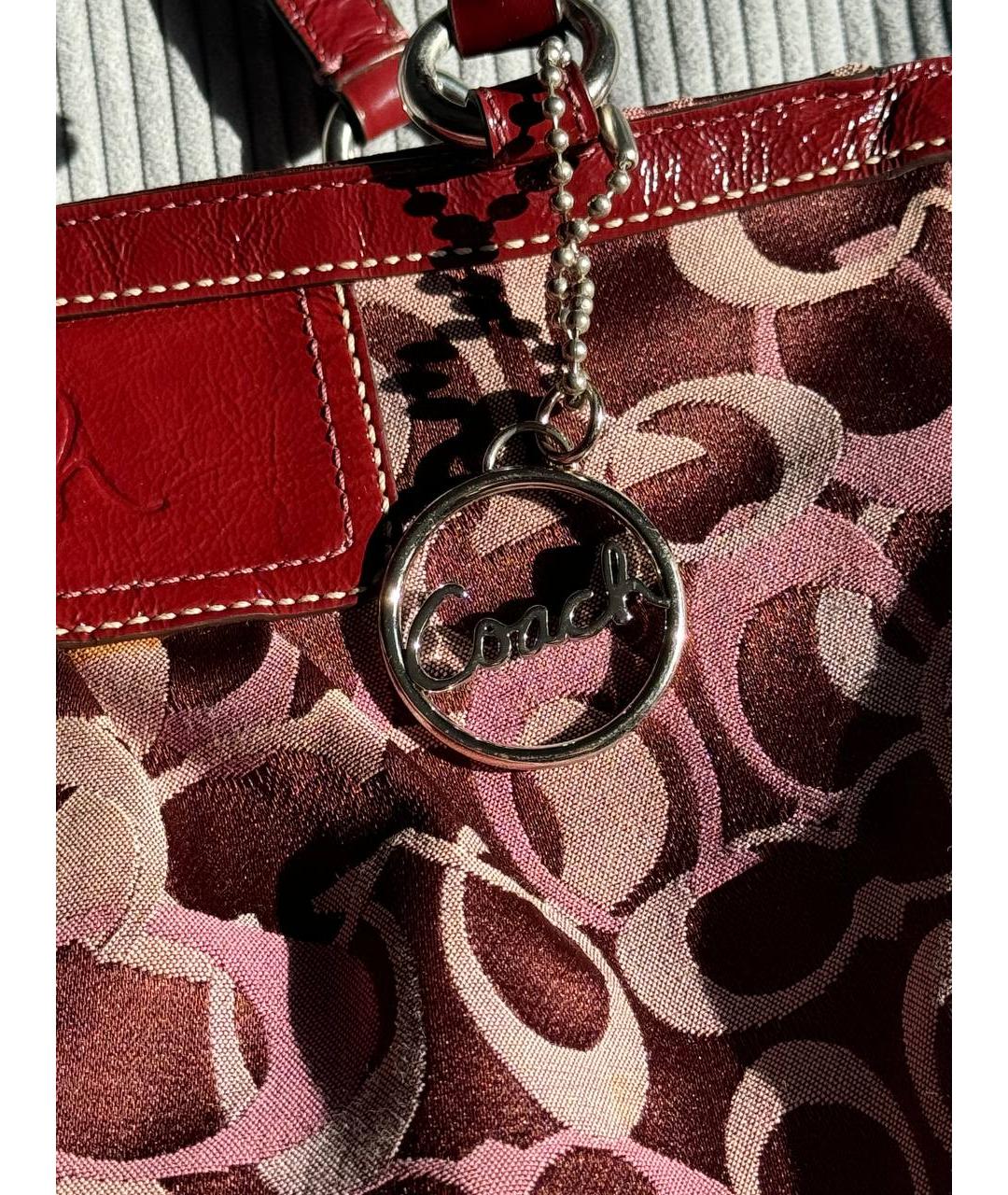 COACH Бордовая тканевая сумка тоут, фото 3