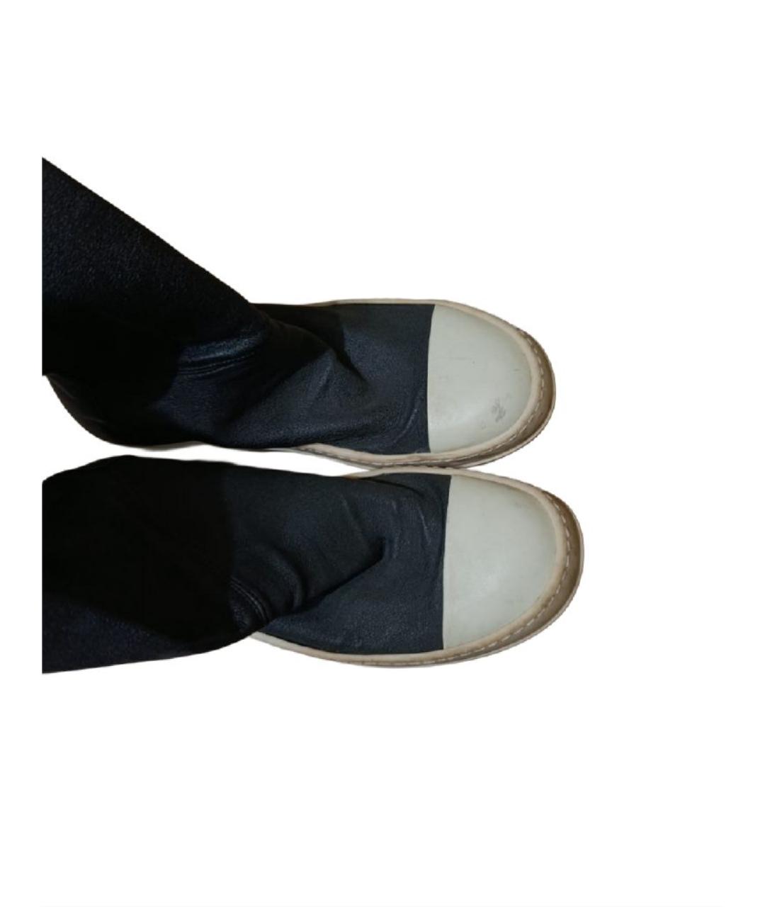 RICK OWENS Черные кожаные ботфорты, фото 3