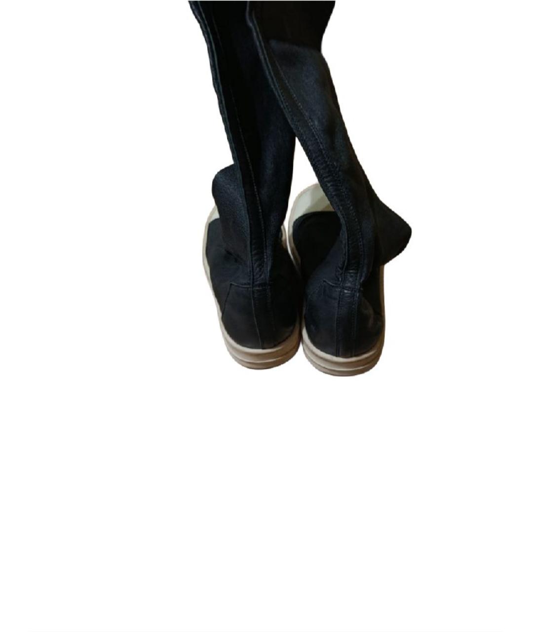 RICK OWENS Черные кожаные ботфорты, фото 4