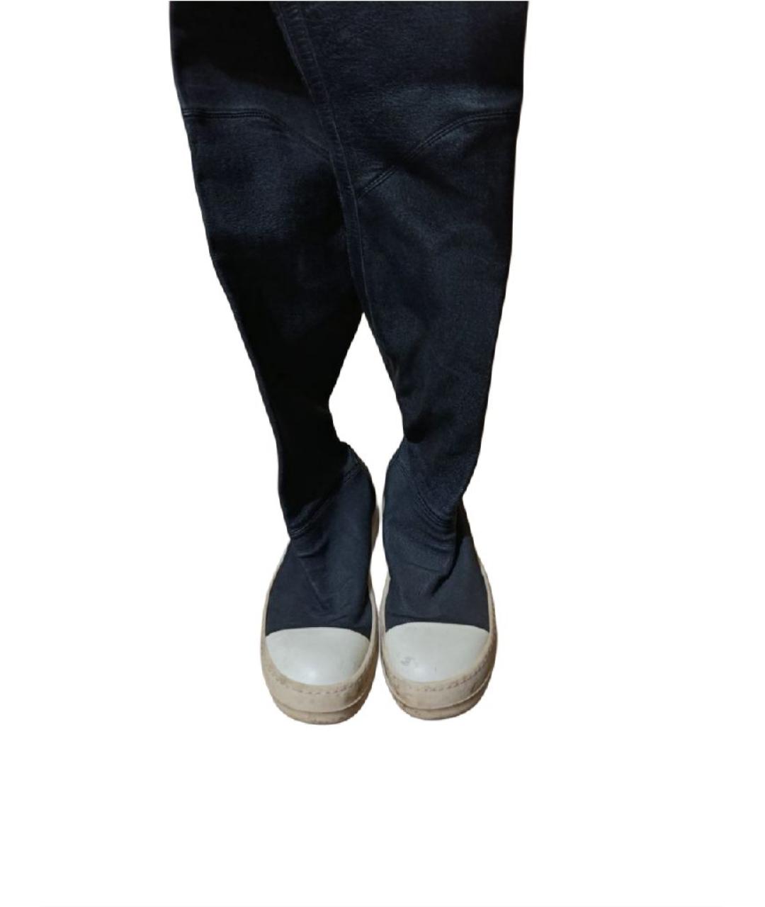 RICK OWENS Черные кожаные ботфорты, фото 2