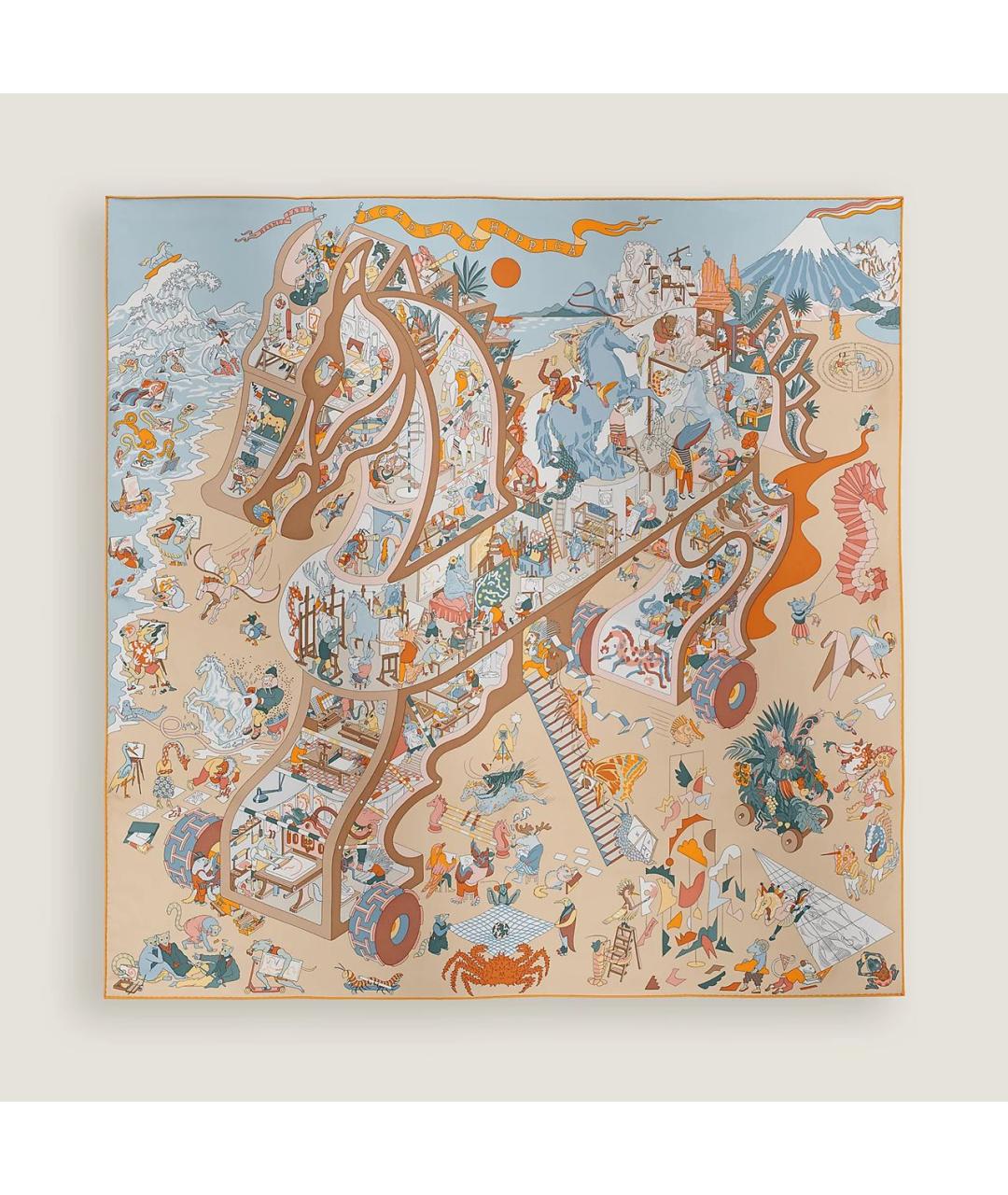 HERMES Мульти шелковый платок, фото 4