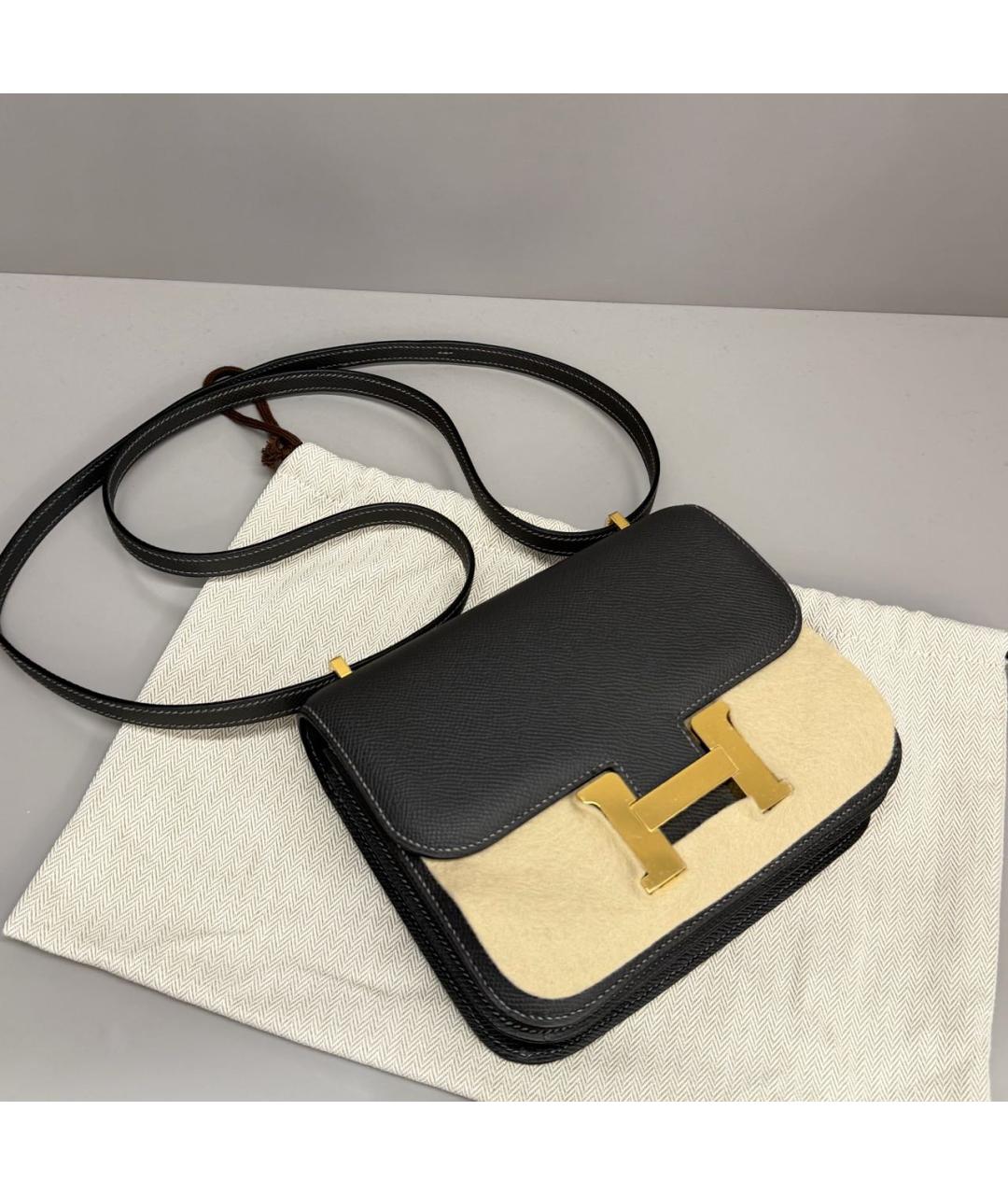 HERMES Антрацитовая кожаная сумка через плечо, фото 5