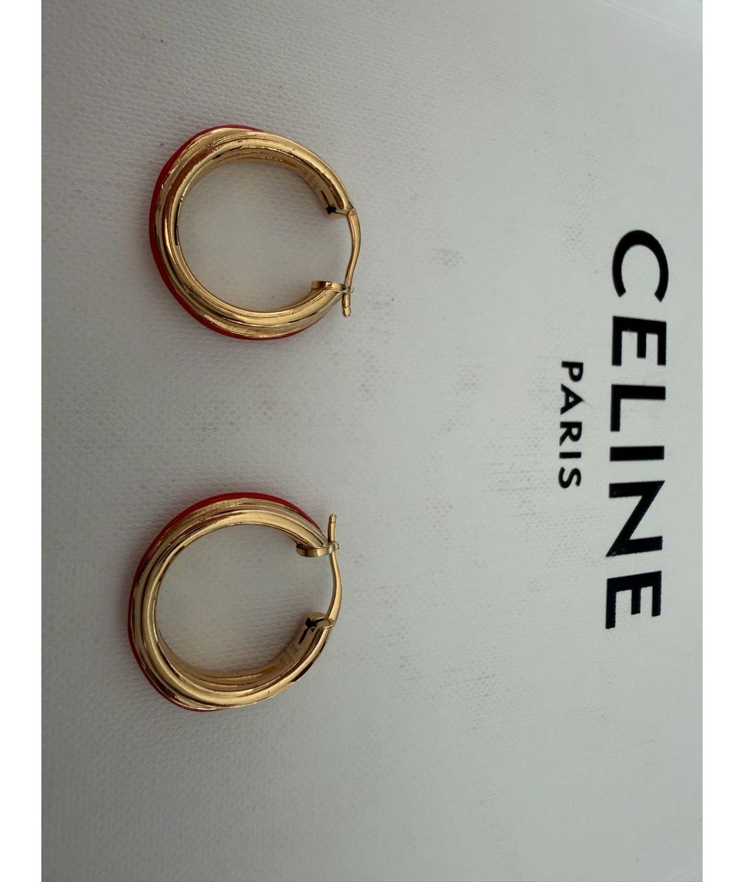 CELINE Золотые латунные серьги, фото 2