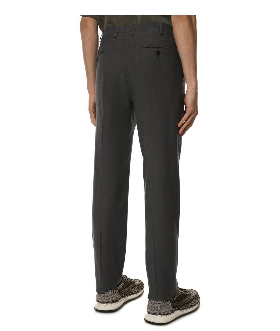 KITON Серые шерстяные классические брюки, фото 3