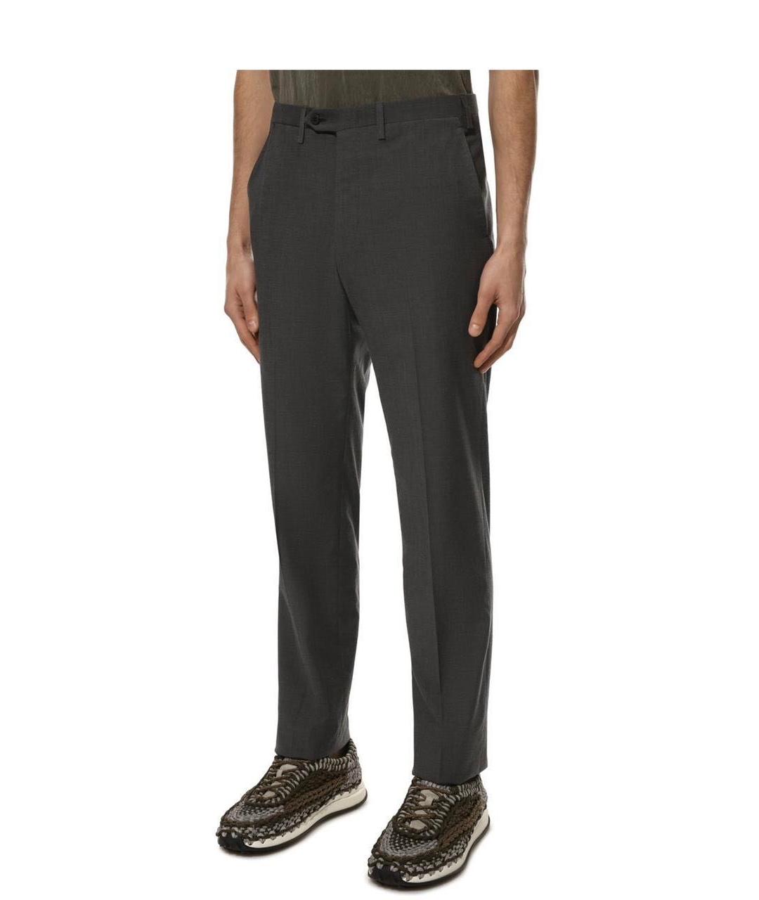 KITON Серые шерстяные классические брюки, фото 2