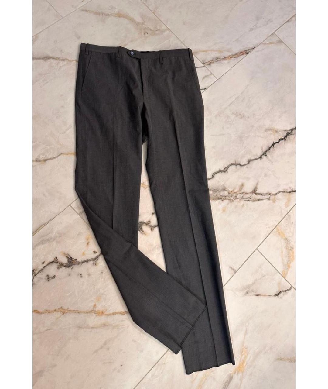 KITON Серые шерстяные классические брюки, фото 7