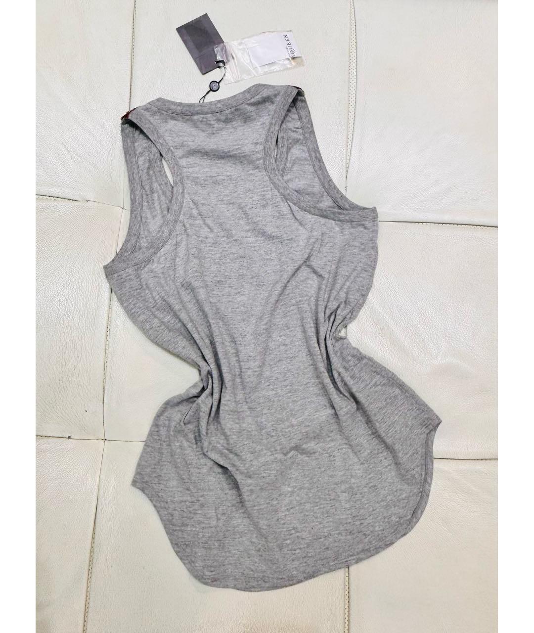 ALEXANDER MCQUEEN Серая хлопковая майка, фото 2