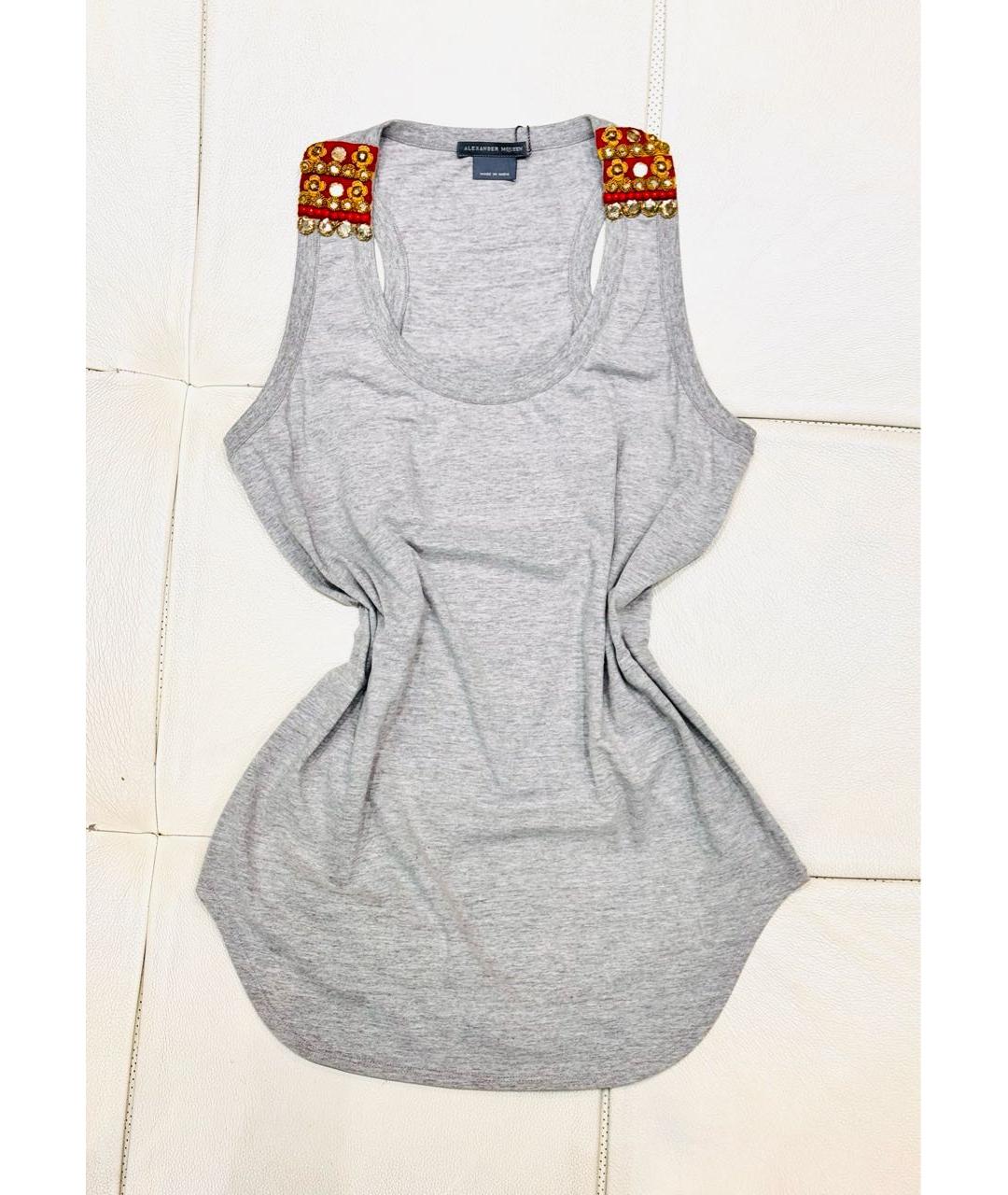 ALEXANDER MCQUEEN Серая хлопковая майка, фото 7