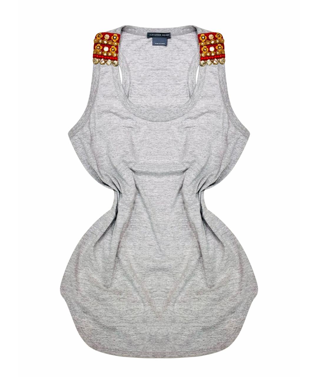 ALEXANDER MCQUEEN Серая хлопковая майка, фото 1