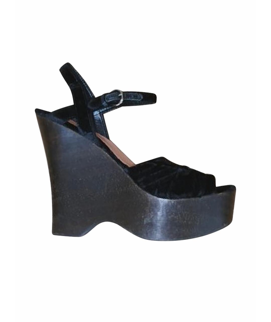 MIU MIU Черные бархатные босоножки, фото 1