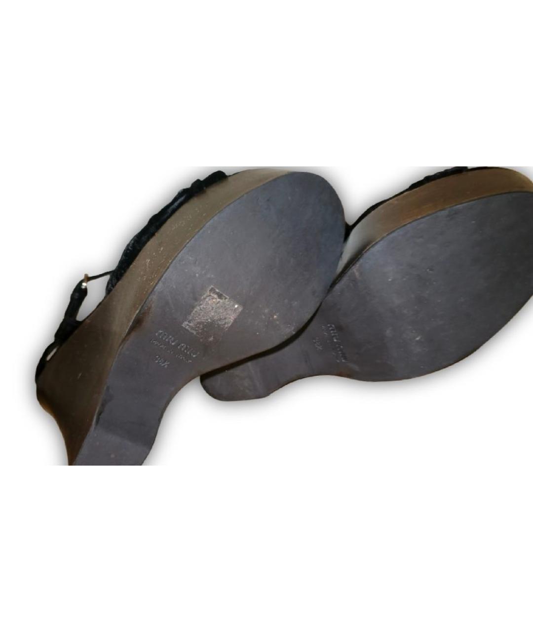 MIU MIU Черные бархатные босоножки, фото 5